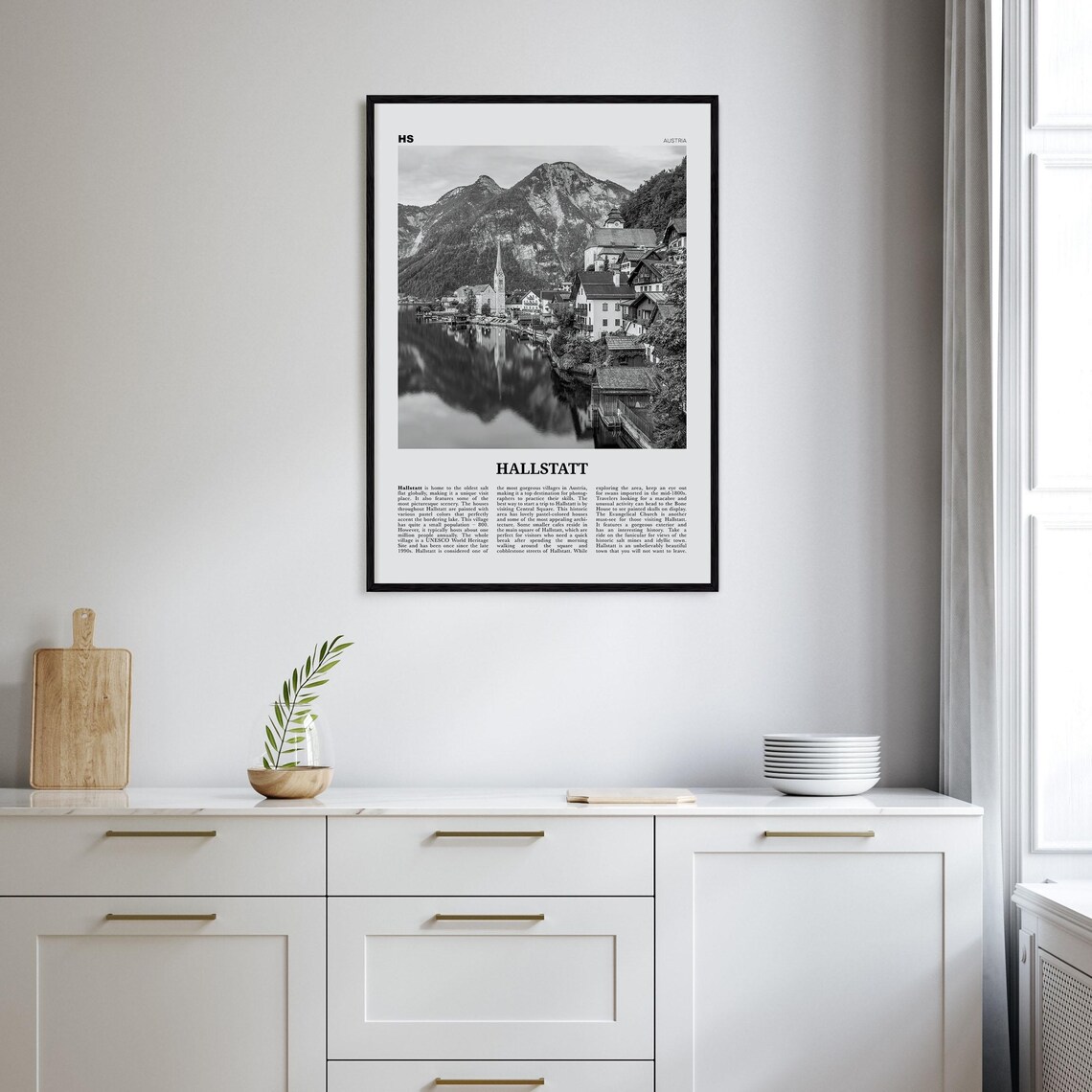 Hallstatt Black and White Travel Poster, Austria - Image 2