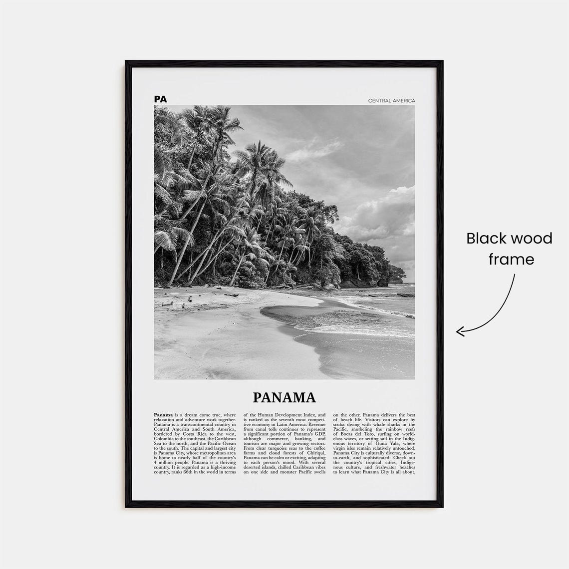 Panama Black and White Travel Poster Print, No. 1 - Image 3