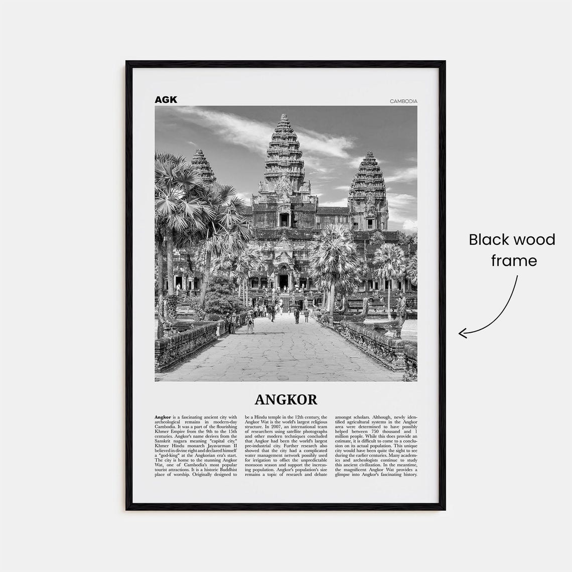 Angkor Black and White Travel Poster, Cambodia - Image 3