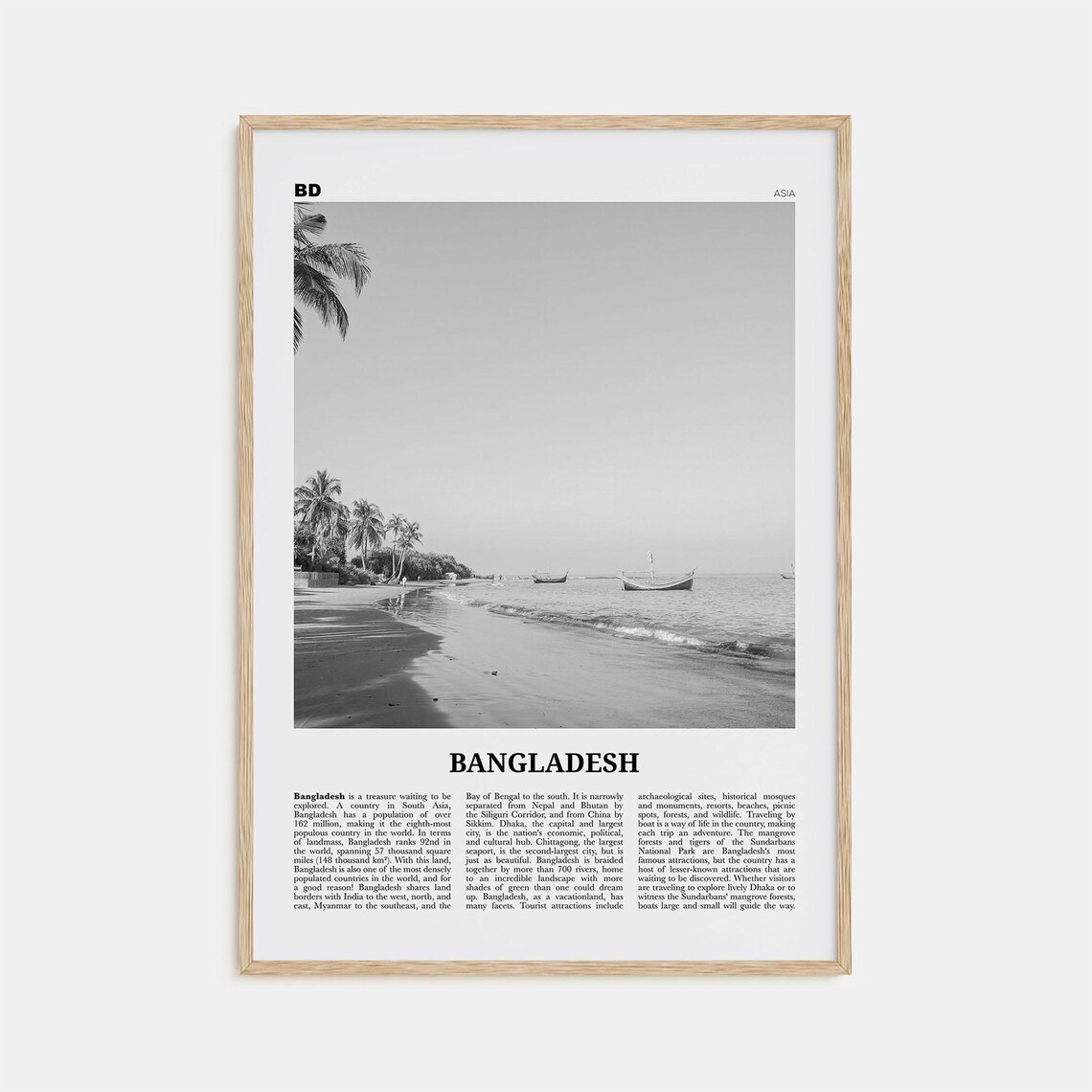 Bangladesh Black And White Travel Wall Poster
