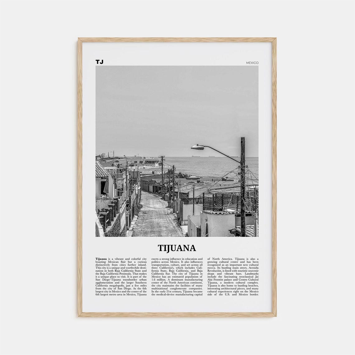 Tijuana Black and White Travel Poster, Baja California