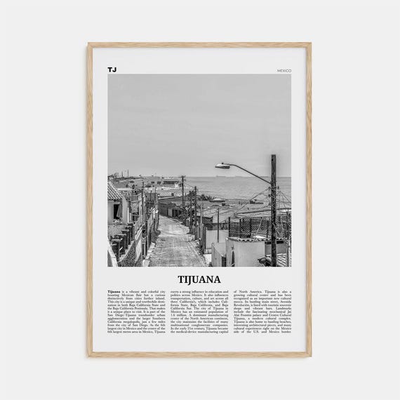 Tijuana Black and White Travel Poster, Baja California