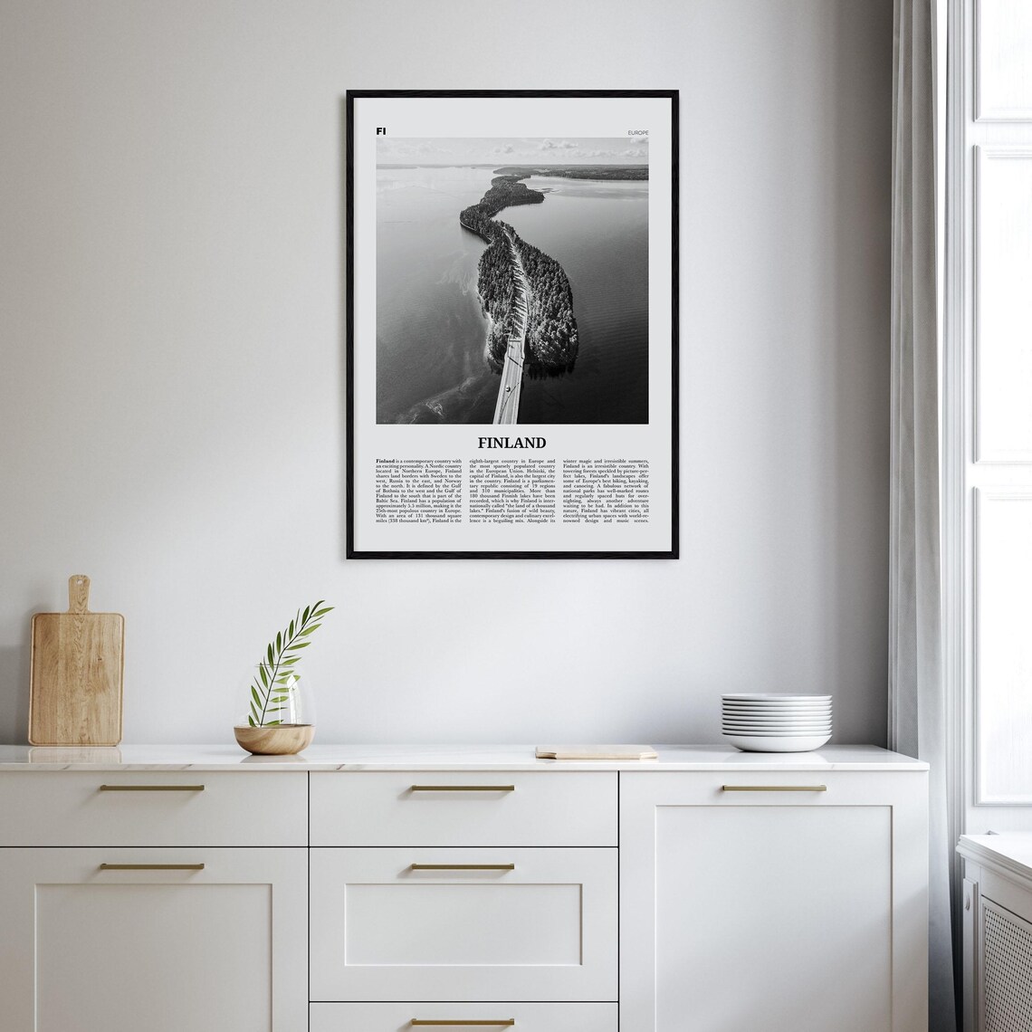 Finland Black and White Travel Poster, Scandinavian - Image 2