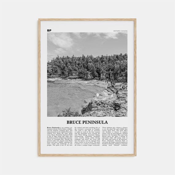 Bruce Peninsula Black And White Travel Poster, Ontario