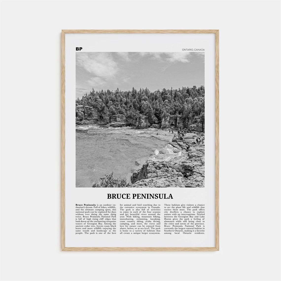 Bruce Peninsula Black And White Travel Poster, Ontario