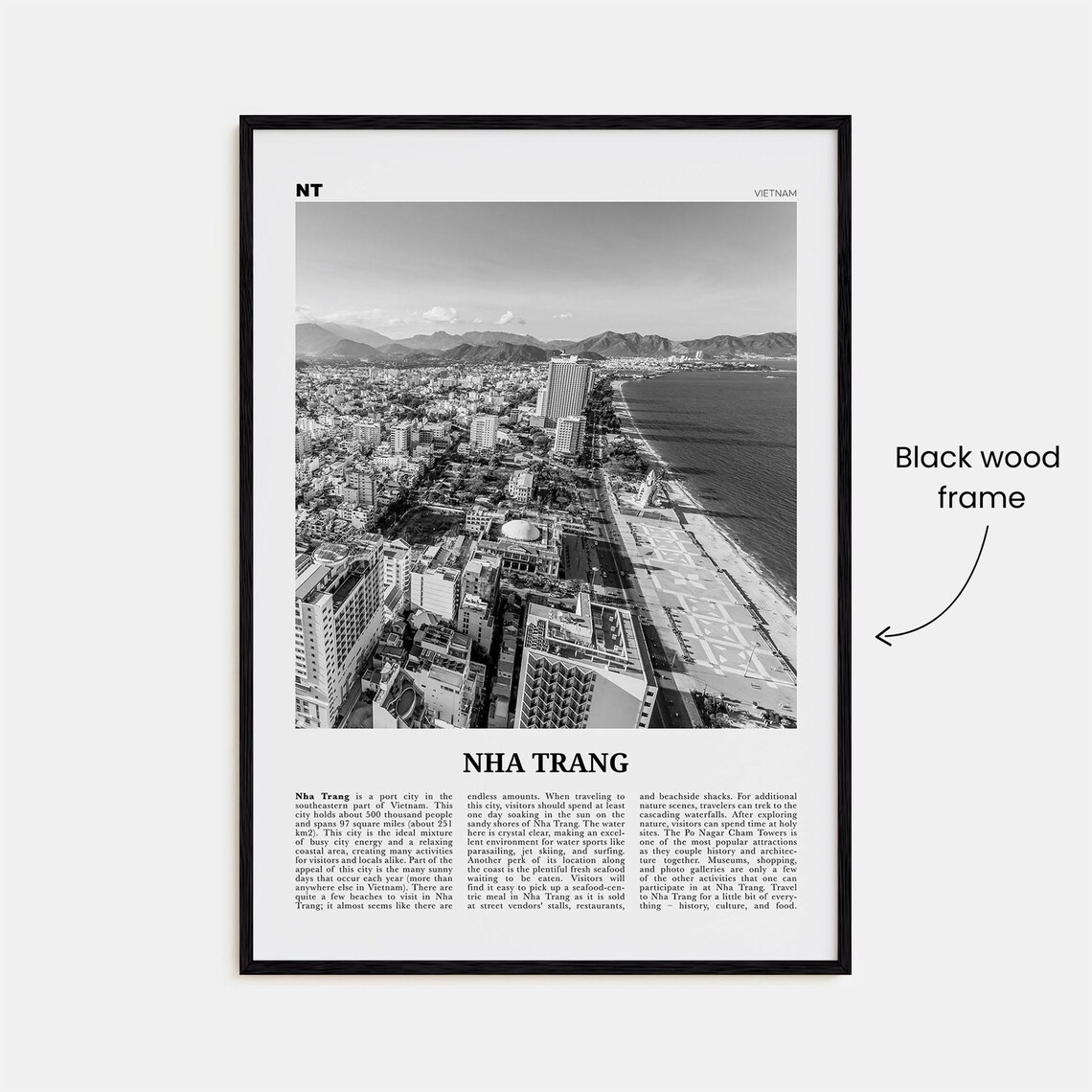 Nha Trang Black and White Travel Poster, Vietnam - Image 3