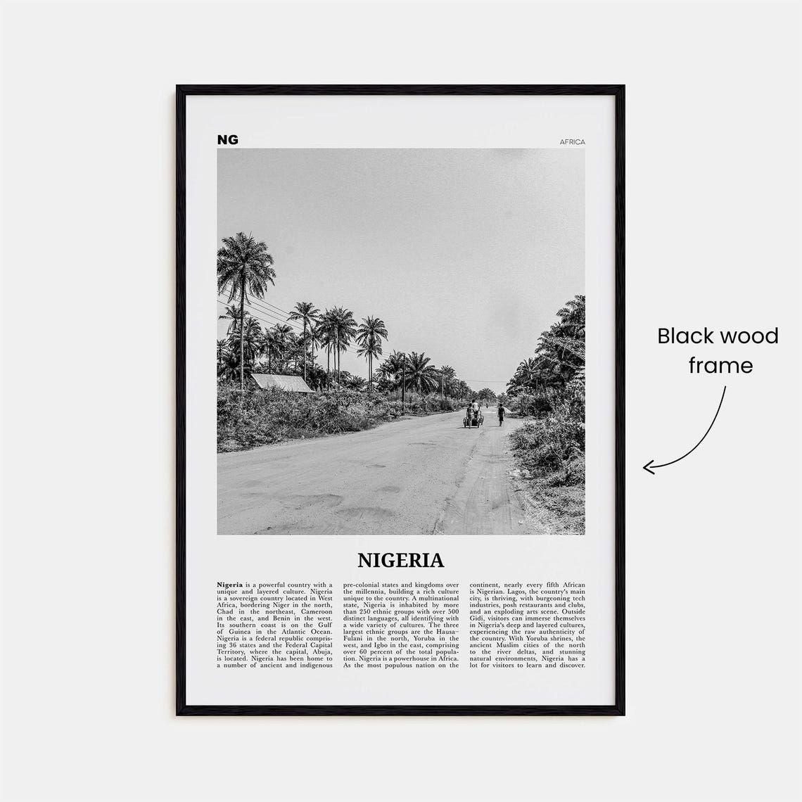 Nigeria Black and White No. 1 Art Print, Abuja Lagos - Image 3