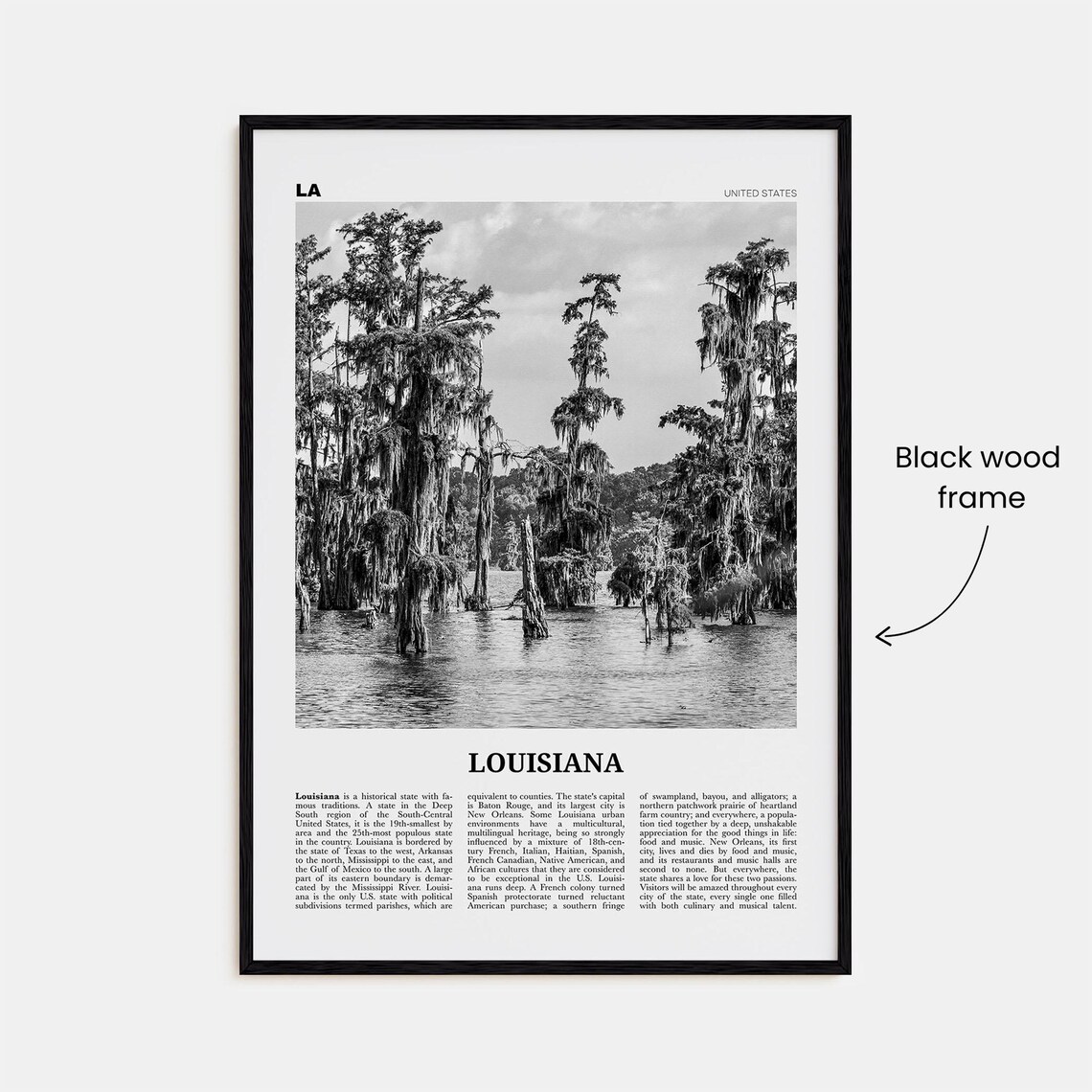 Louisiana Black and White Travel Poster, United States - Image 3
