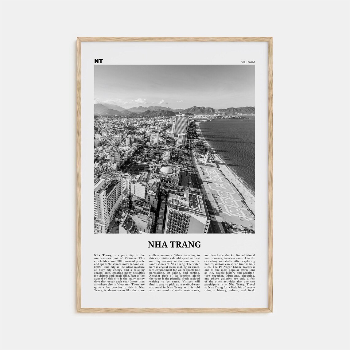 Nha Trang Black and White Travel Poster, Vietnam