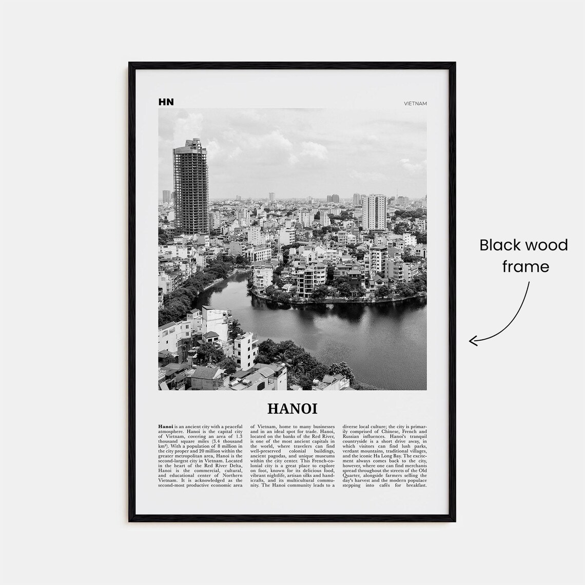 Hanoi Black And White Travel Poster, Vietnam - Image 3