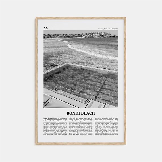Bondi Beach No. 1, Black and White Travel Poster
