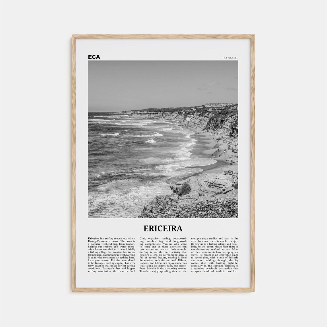 Ericeira Black and White Travel Poster, Portugal
