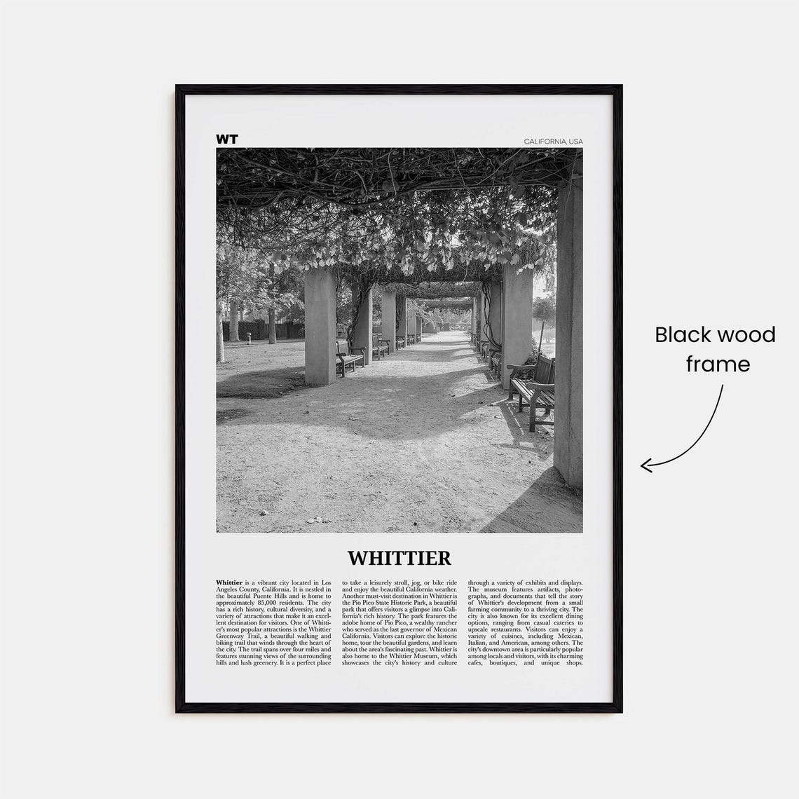 Whittier Print Black And White California Whittier Wall Art Whittier Poster Whittier Photo California Usa United States North America - Image 3