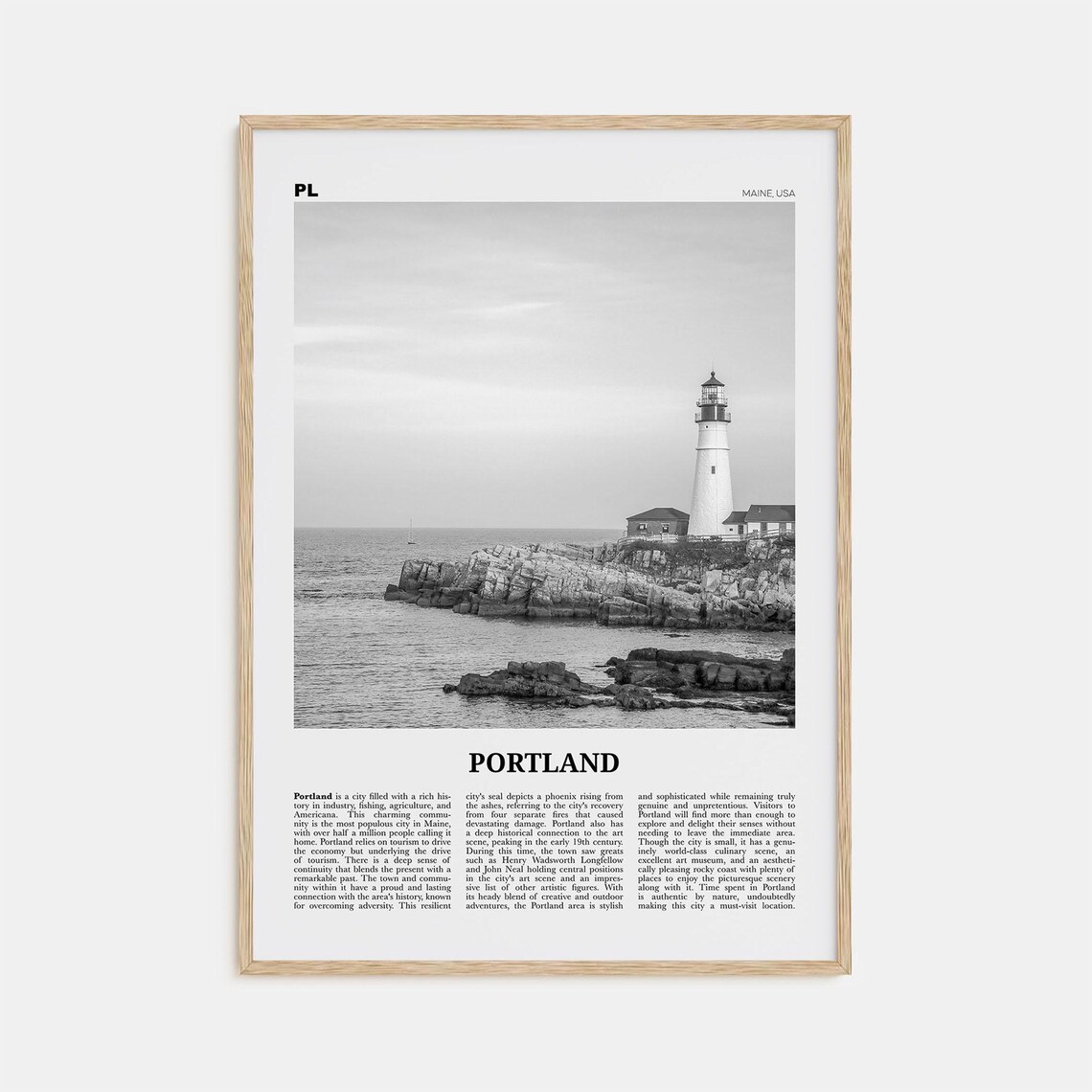 Portland, Maine Black And White Travel Poster