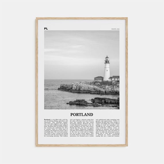 Portland, Maine Black And White Travel Poster