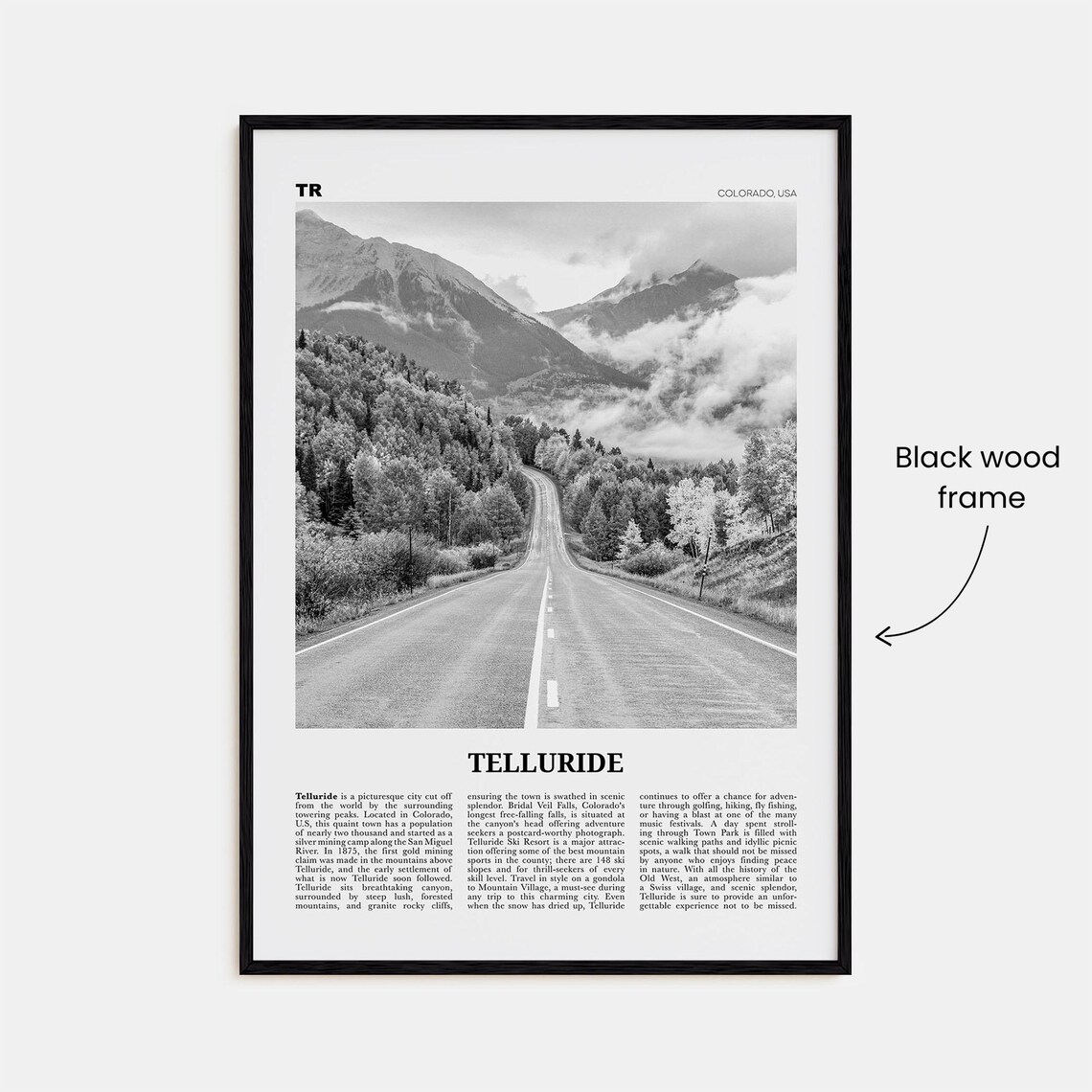 Telluride Black And White Travel Poster, Colorado - Image 3