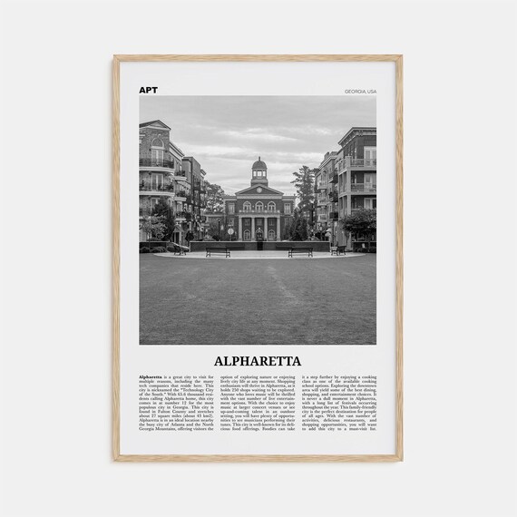 Alpharetta Black and White Map Art Print, Georgia USA