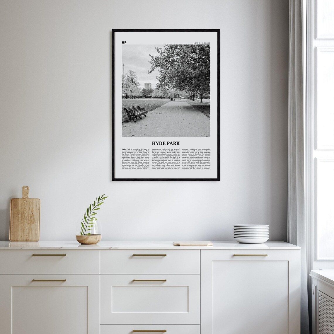 Hyde Park Black and White London Travel Poster - Image 2