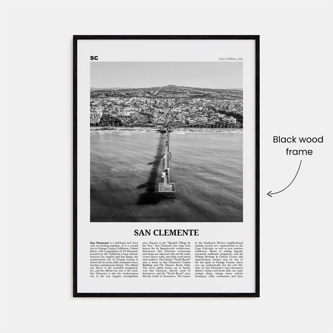 San Clemente Black and White Travel Poster No. 3 - Image 3