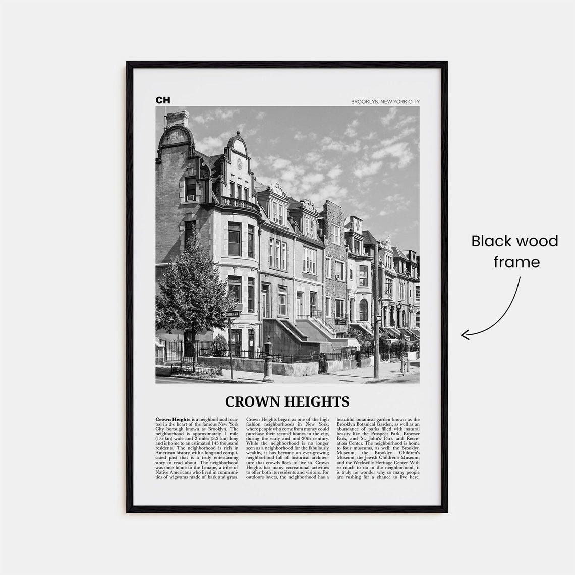 Crown Heights Black and White Travel Poster, New York - Image 3