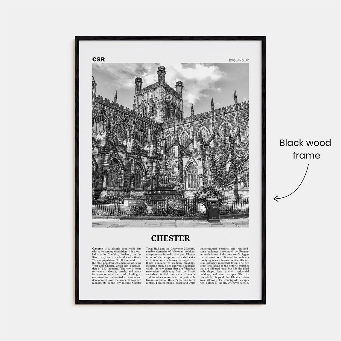 Chester, Cheshire Black and White Travel Poster, No. 1 - Image 3