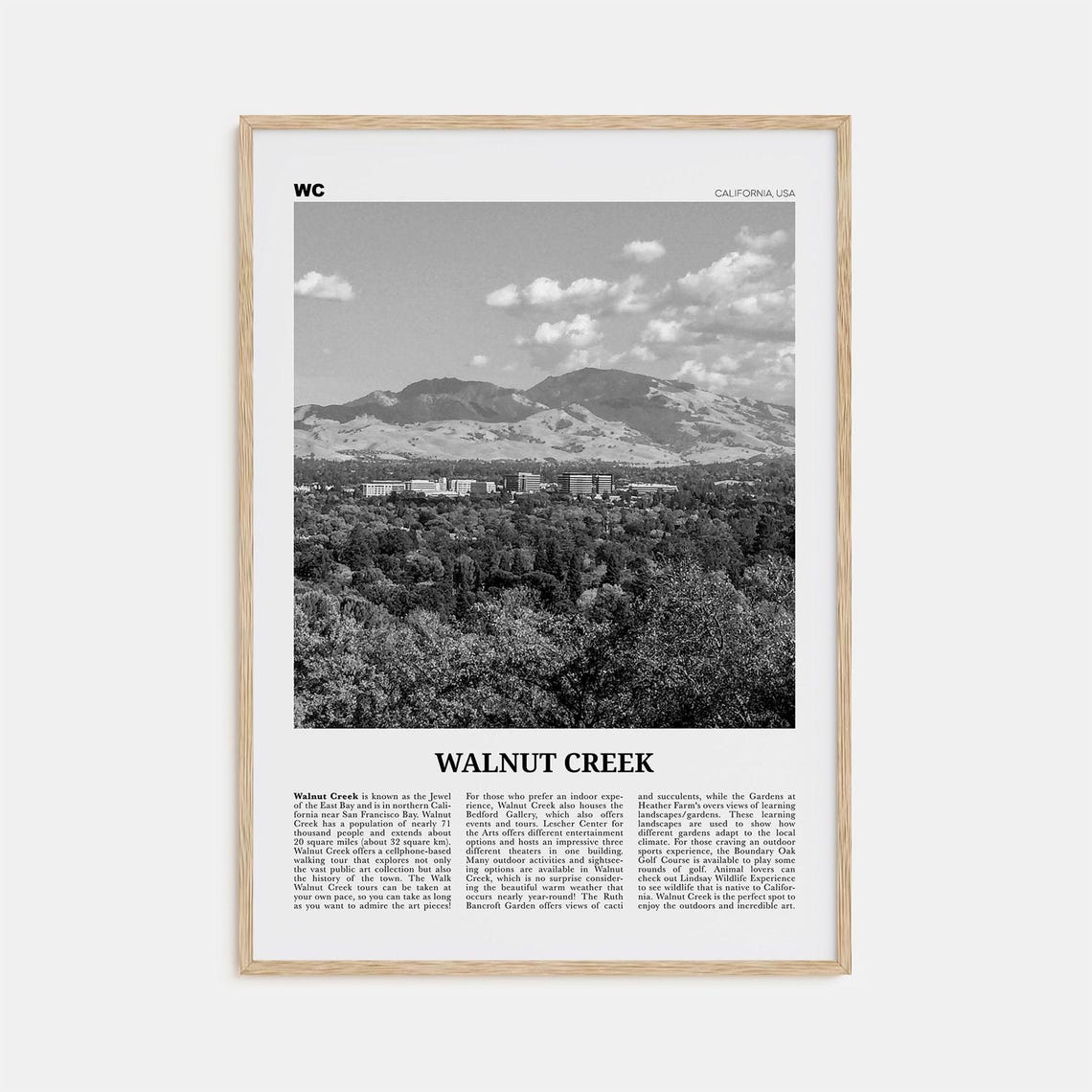 Walnut Creek Black and White Travel Poster