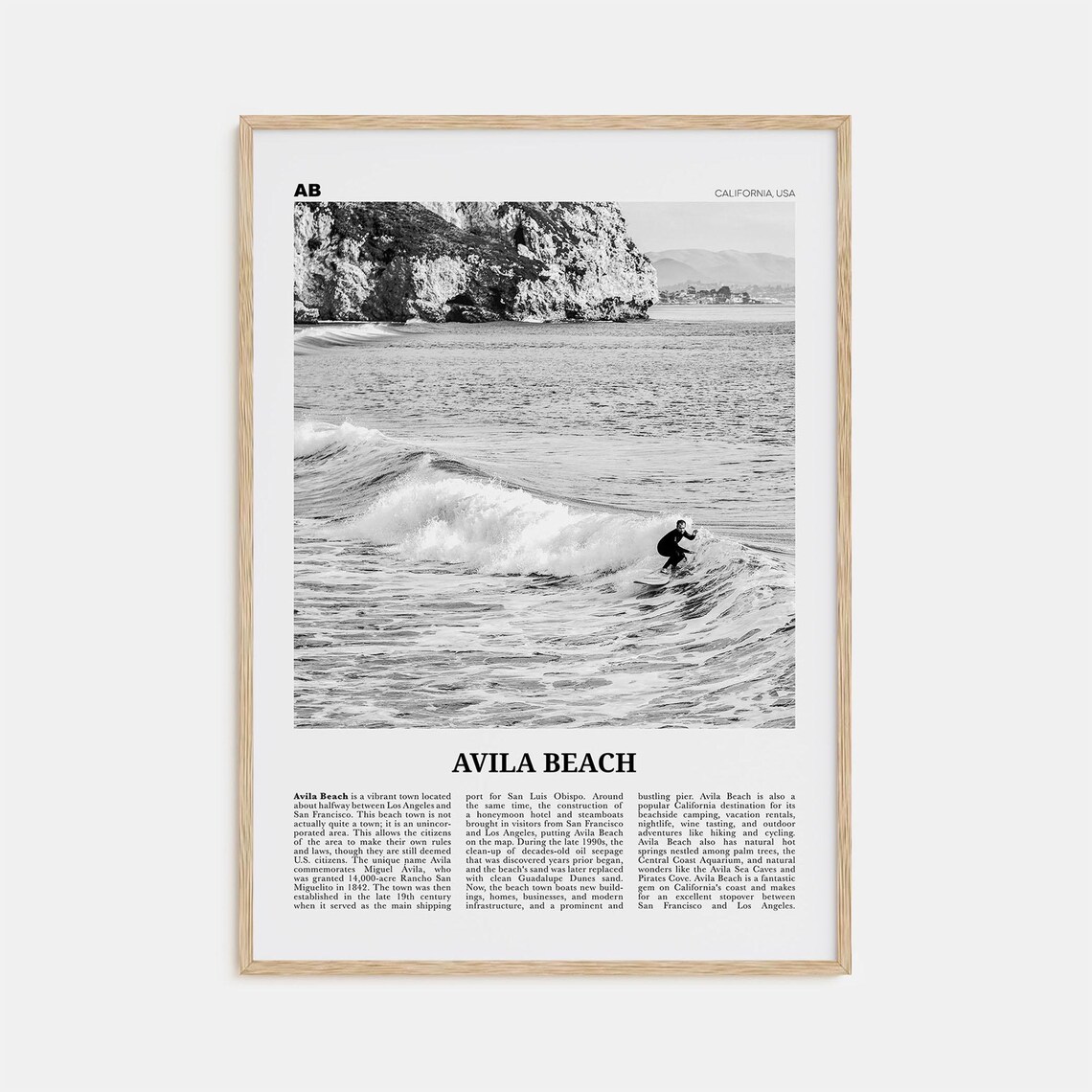 Avila Beach Print Black And White No 2 Avila Beach Wall Art Avila Beach Poster Avila Beach Photo California Usa United States America