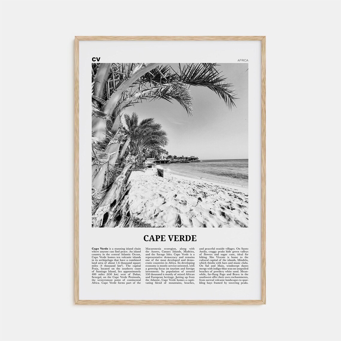 Cape Verde No. 1 Black and White Travel Poster