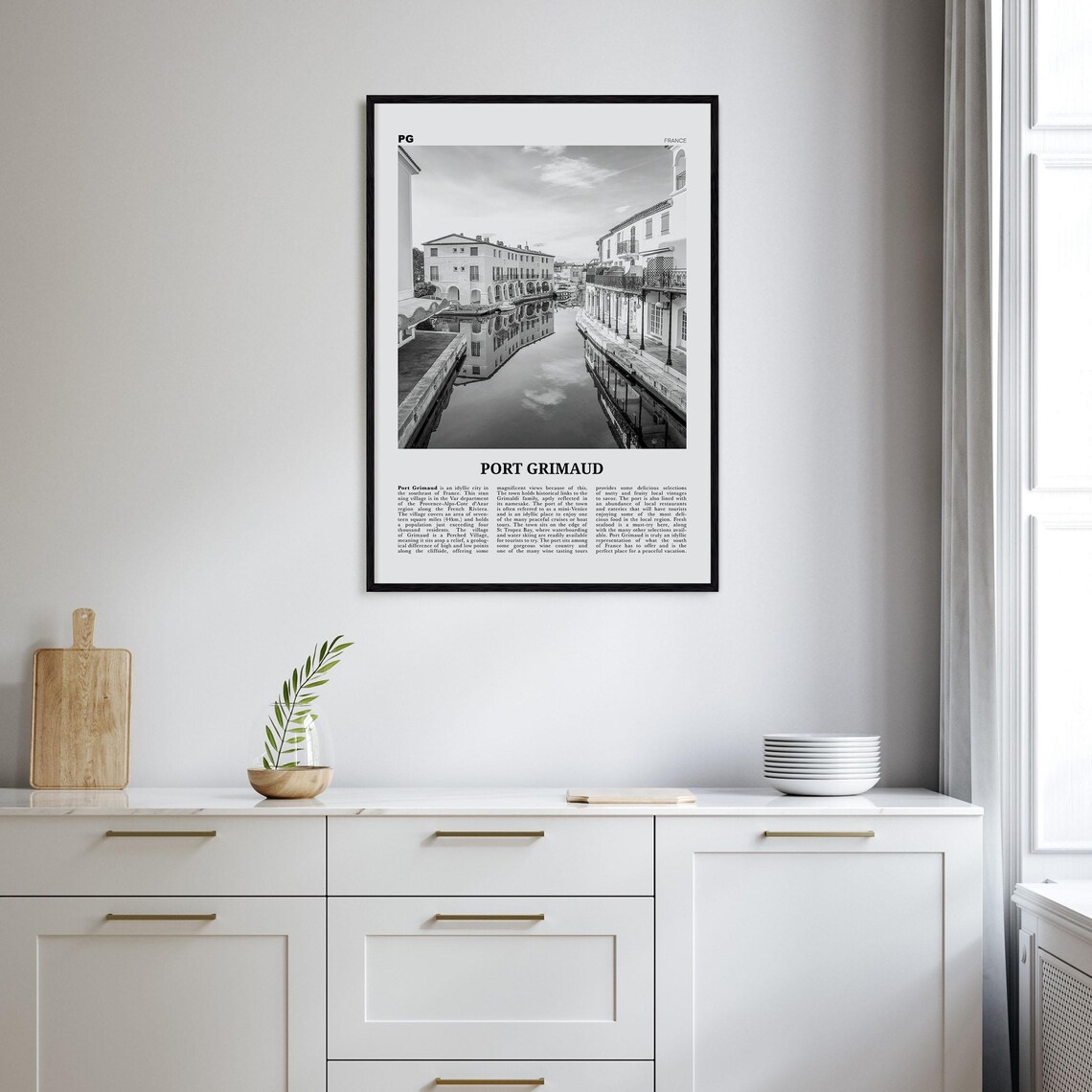 Port Grimaud Black and White Travel Poster, France - Image 2
