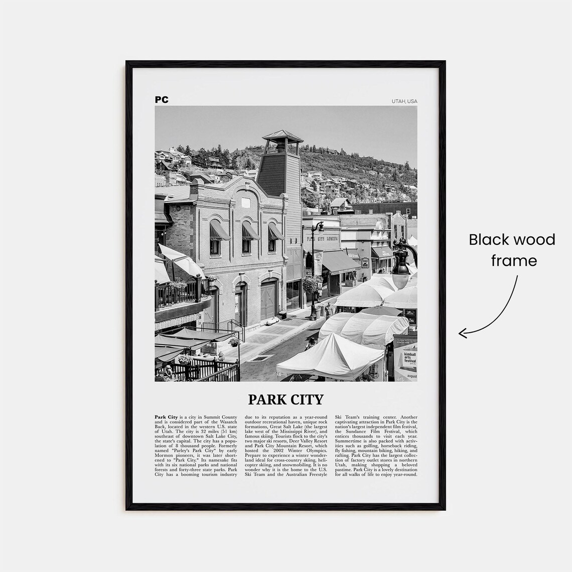 Park City Black And White Travel Poster, Utah - Image 3