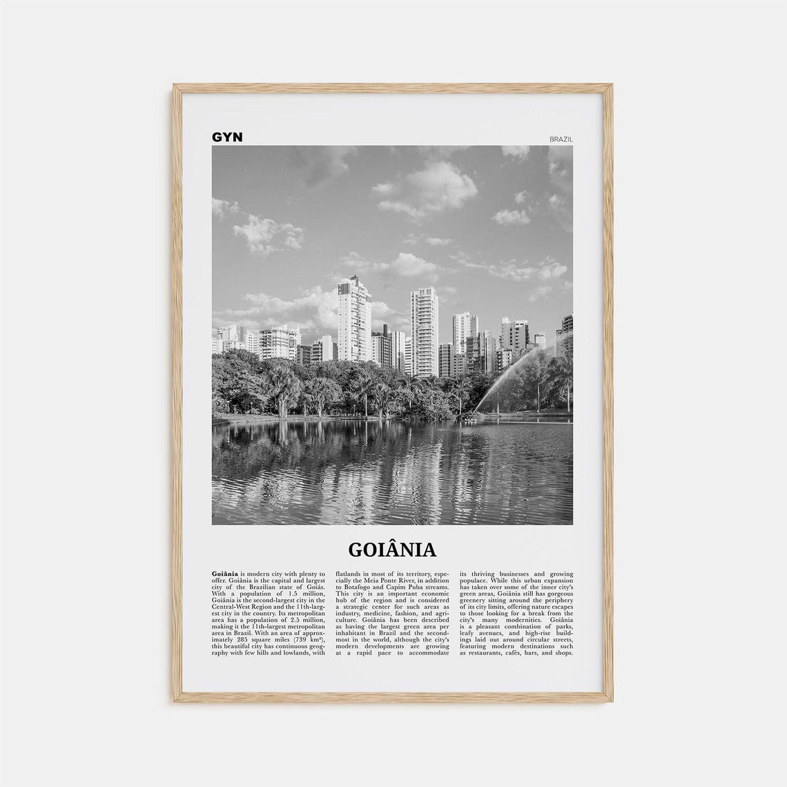 Goiania Black and White Travel Poster, Brazil