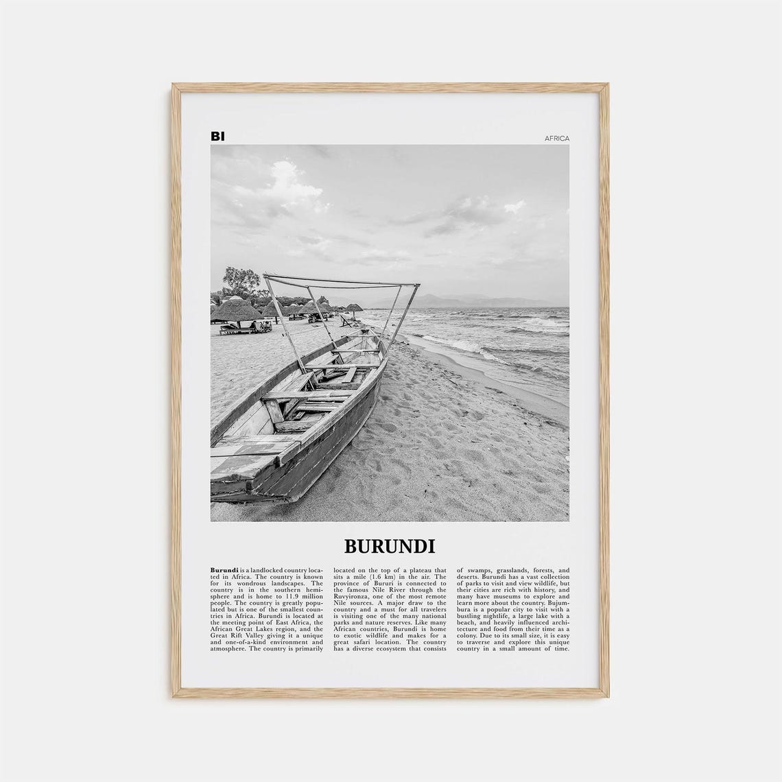 Burundi Black and White Wall Art Print, Africa
