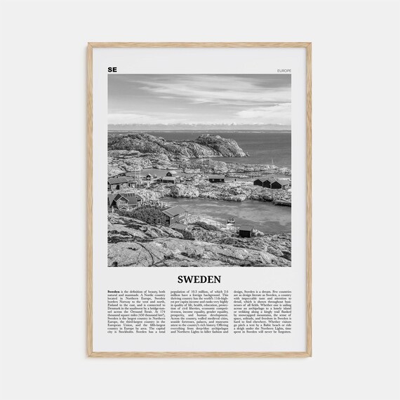 Black and White Sweden Travel Poster, Stockholm Europe