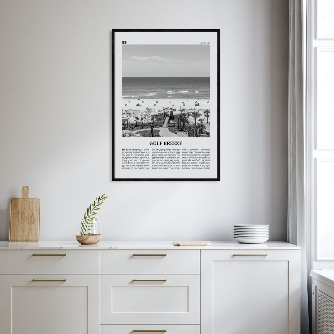 Gulf Breeze, Florida Black and White Travel Poster - Image 2