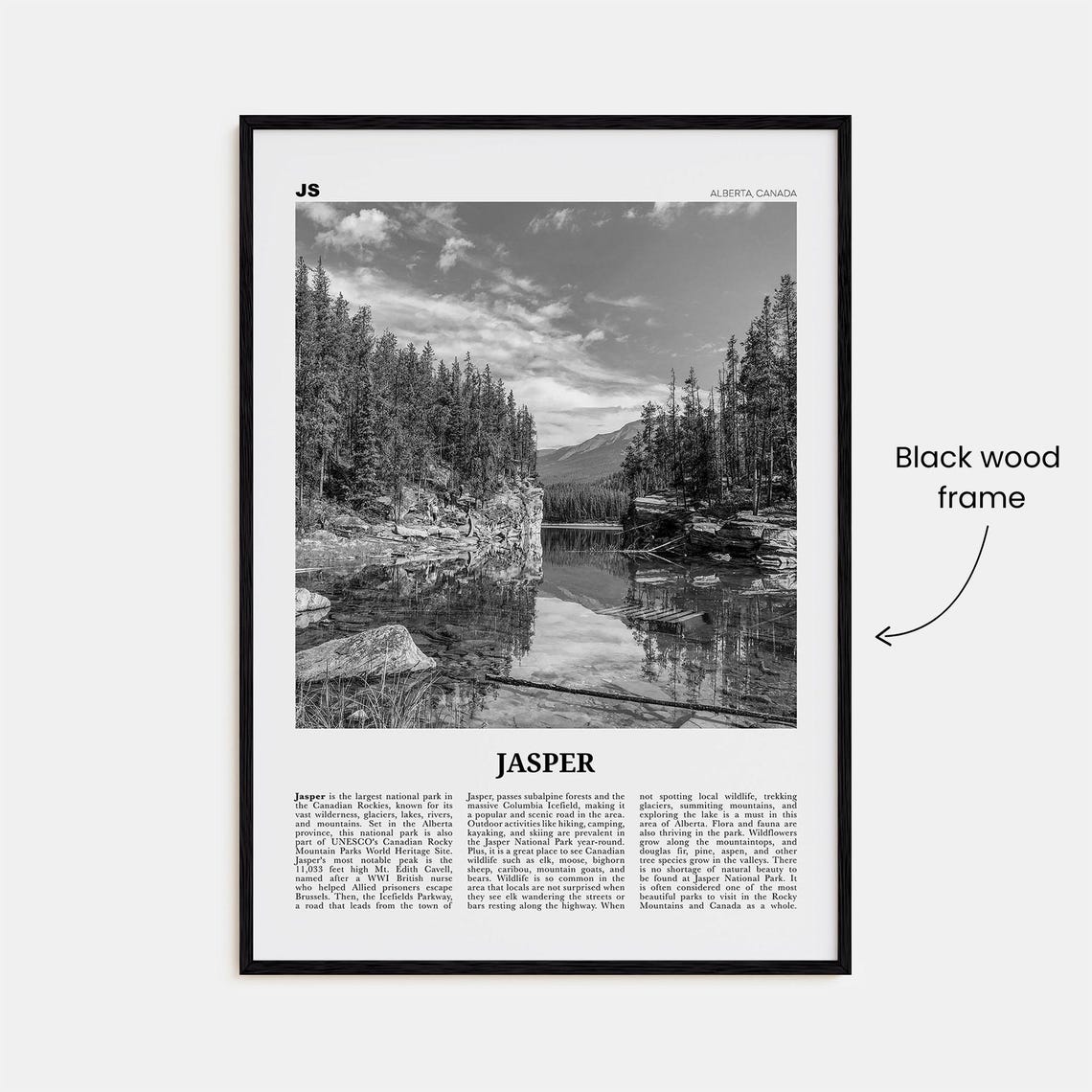 Jasper National Park Black And White Travel Poster - Image 3