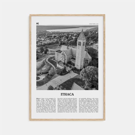 Ithaca Black And White Travel Poster, New York