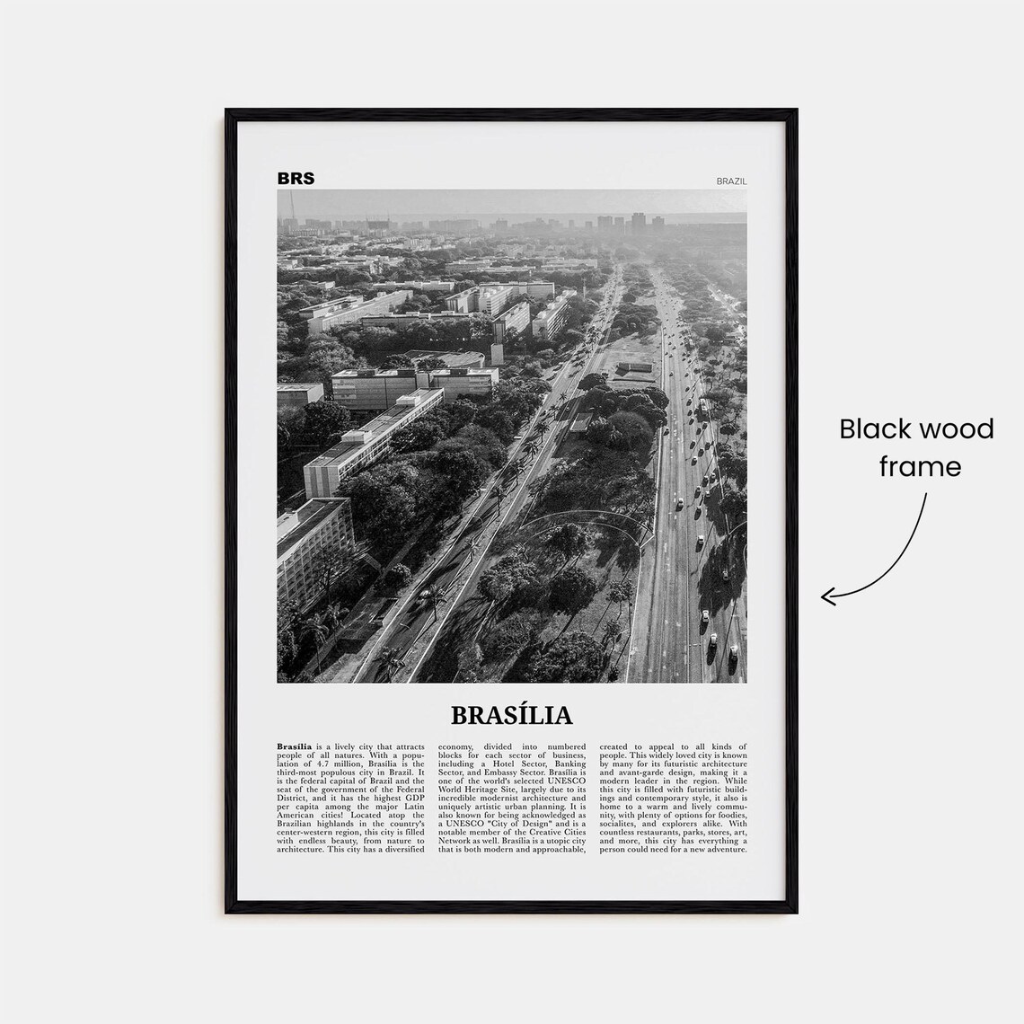 Brasilia Black and White Travel Poster, Brazil - Image 3
