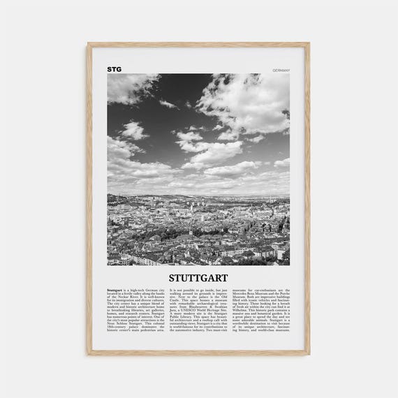 Stuttgart Black and White Art Print, Germany
