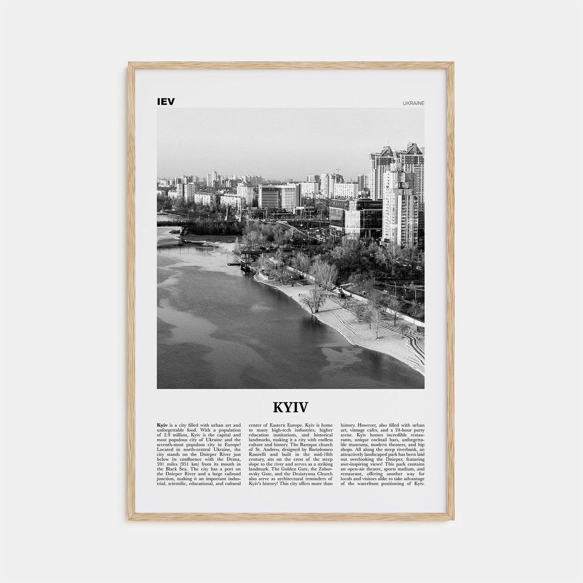 Kyiv Black and White Poster Print, Ukraine City