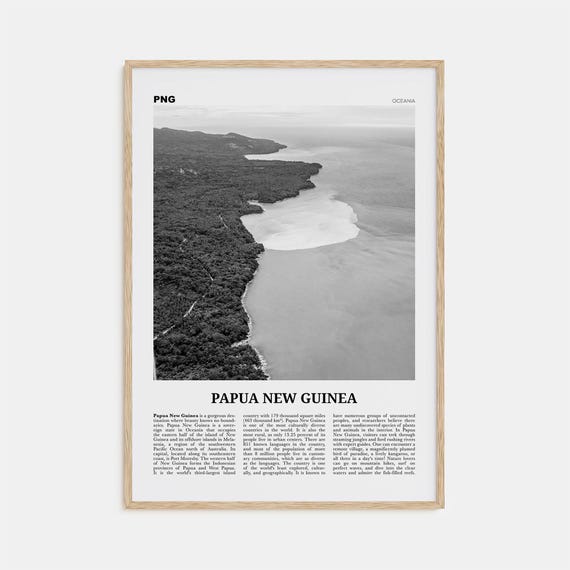 Papua New Guinea Black and White Travel Poster