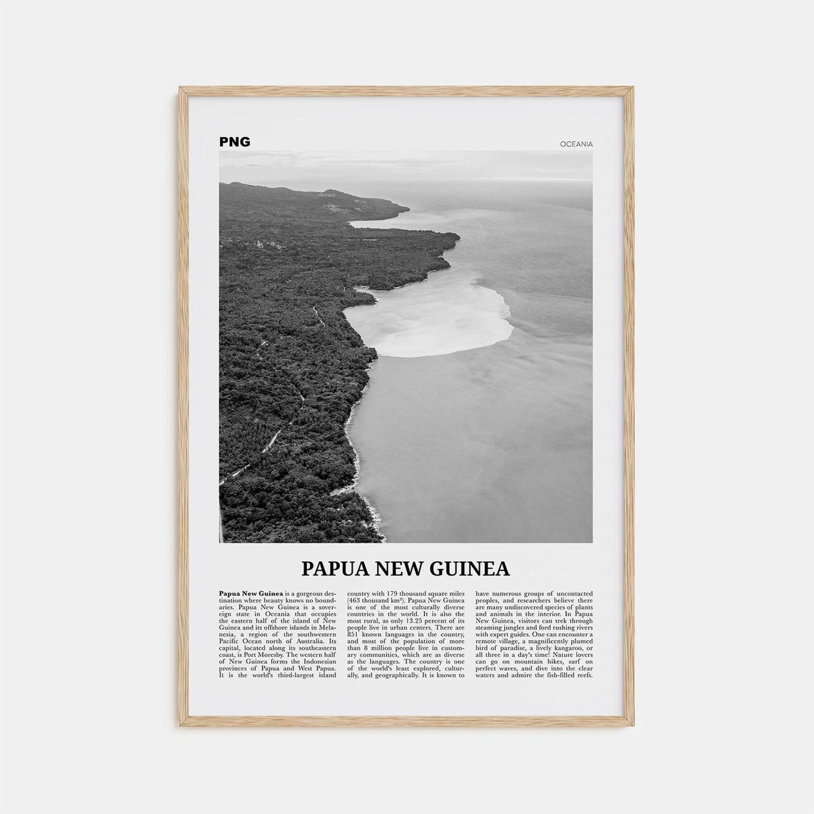 Papua New Guinea Black and White Travel Poster