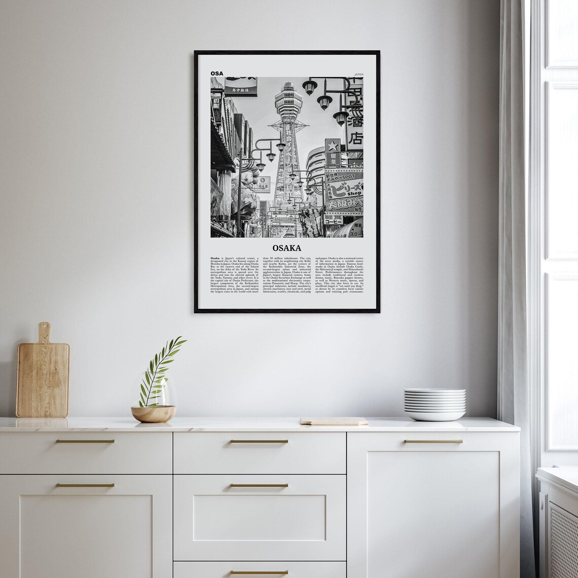 Osaka Black and White Travel Poster, Japan - Image 2