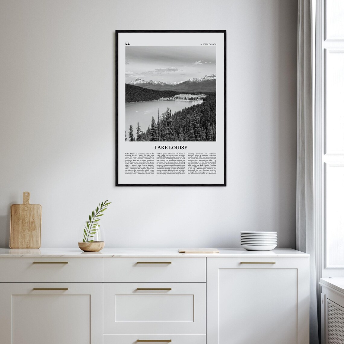 Lake Louise Black and White No. 1, Alberta Canada Art Print - Image 2