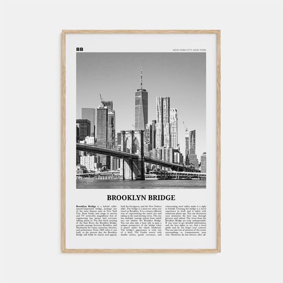 Brooklyn Bridge Black and White Art Print, New York