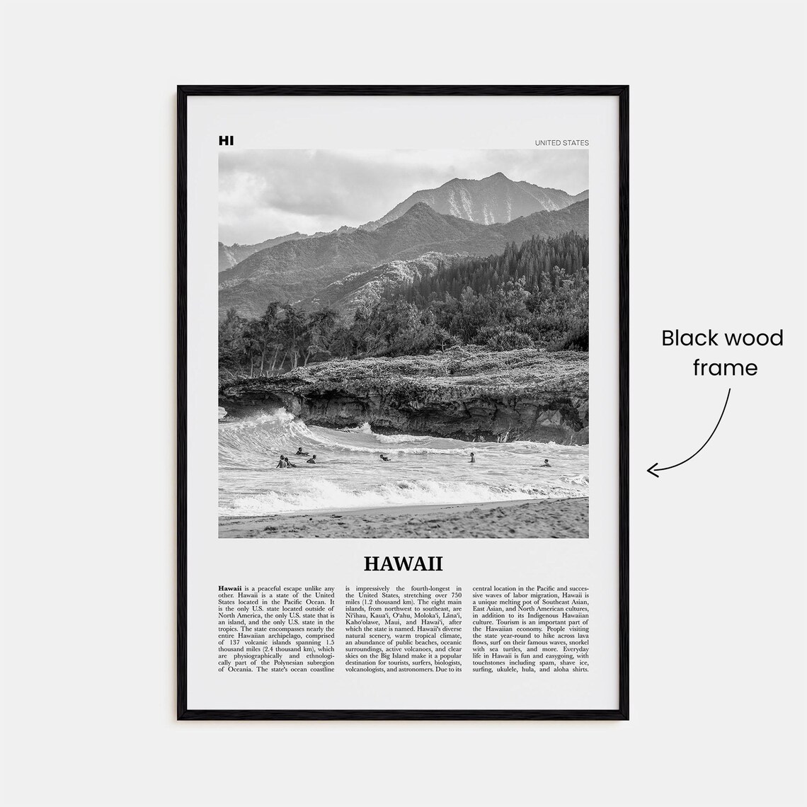 Hawaii Black And White No 1 Travel Poster - Image 3