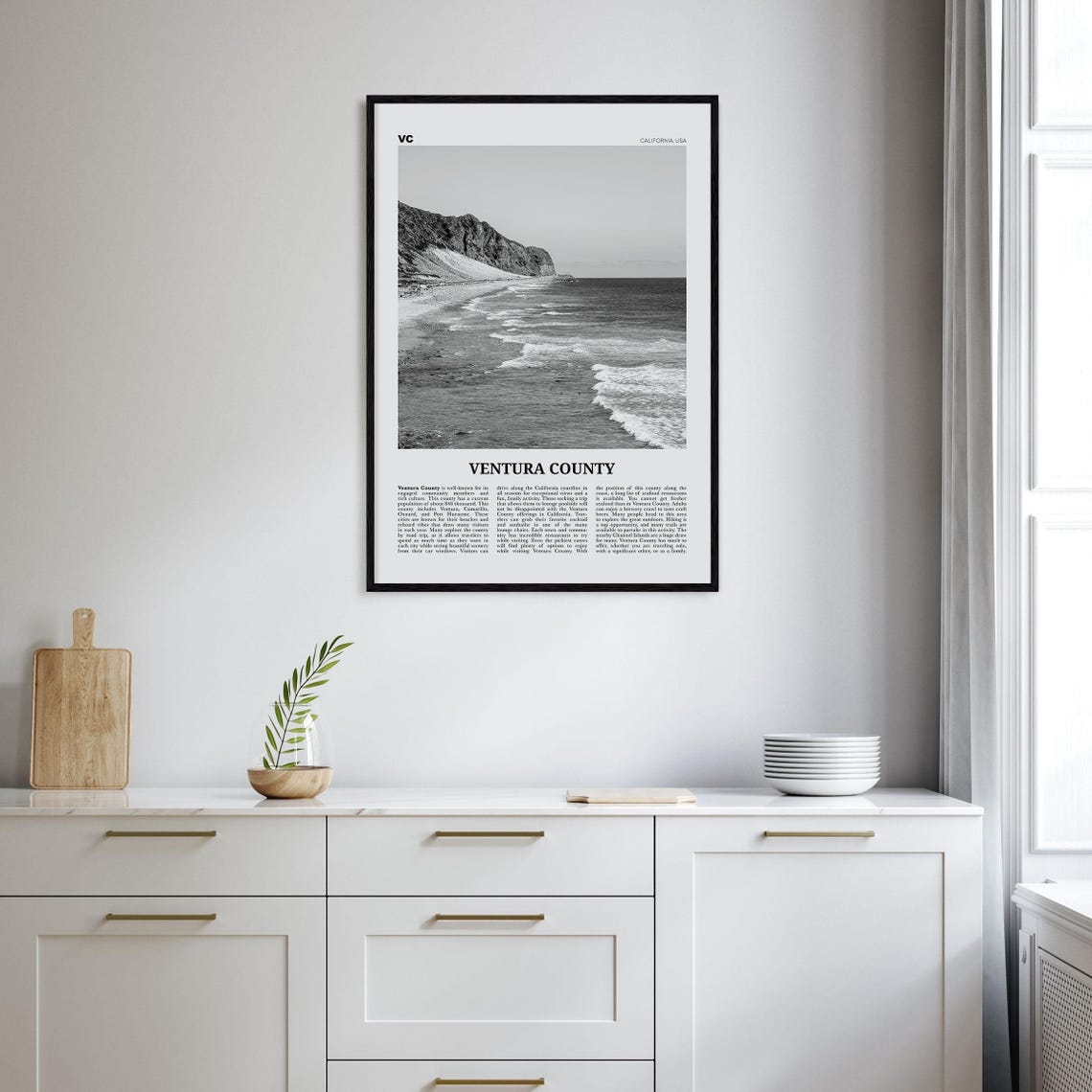 Ventura County Black and White Travel Poster, California - Image 2