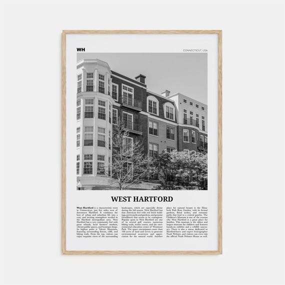 West Hartford, Connecticut Black and White Travel Poster