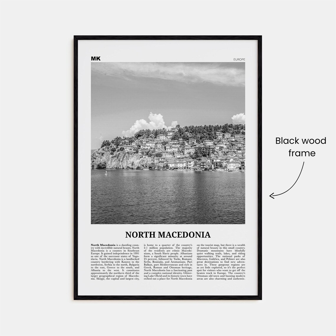 North Macedonia Black and White Travel Poster, Skopje - Image 3