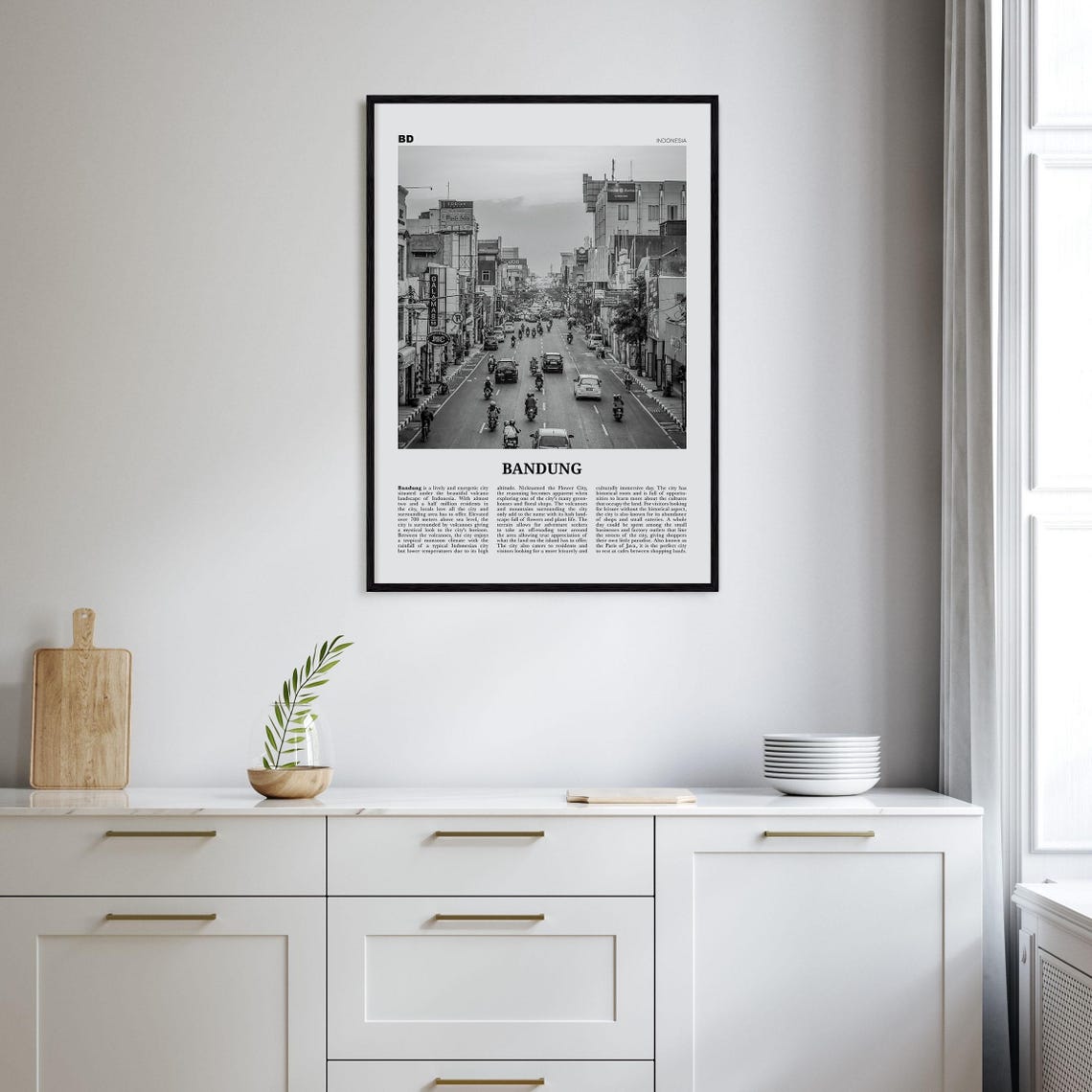 Bandung Black And White Map Poster, Indonesia - Image 2