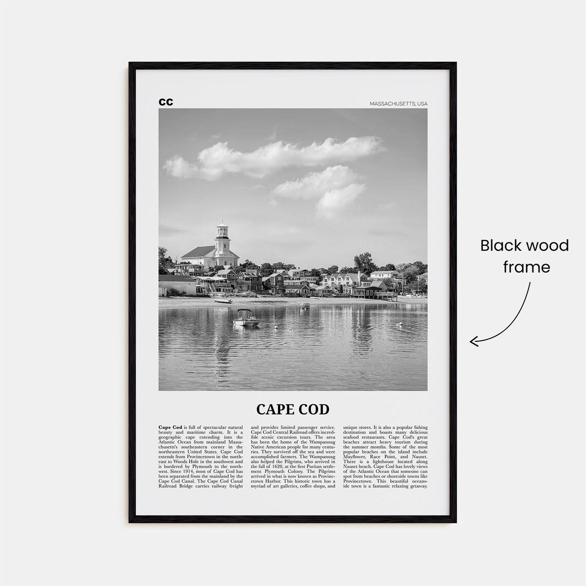 Cape Cod Black and White Travel Poster, No. 1 - Image 3
